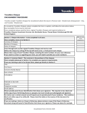 Travellers Cheque Encashment Form