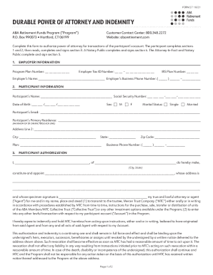 Durable Power of Attorney and Indemnity Form 27