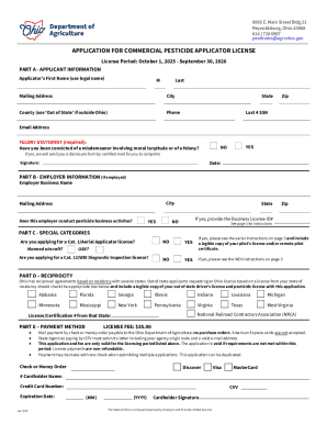 Ohio Commercial Pesticide Applicator License Application