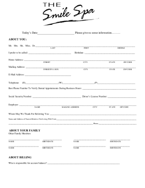 Dental Patient Intake Form