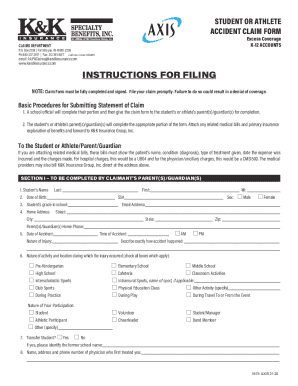 Student or Athlete Accident Claim Form
