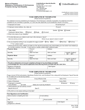 Waiver of Premium Disability Statement