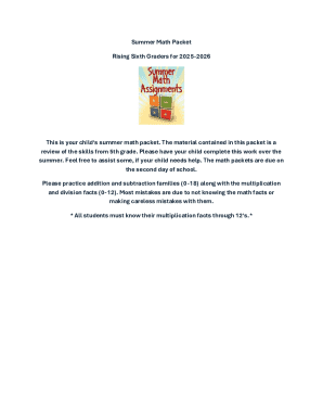 Summer Math Packet for Rising Sixth Graders