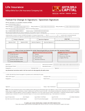 Aditya Birla Sun Life Insurance Signature Change Form