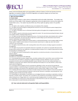 East Carolina University Academic Integrity Rights and Responsibilities