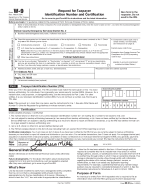 IRS Form W-9 Taxpayer Identification and Certification