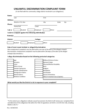 Unlawful Discrimination Complaint Form