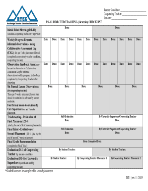 PK-12 Directed Teaching Checklist