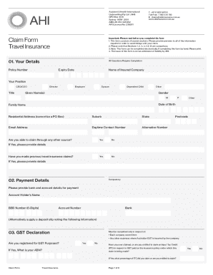 Travel Insurance Claim Form