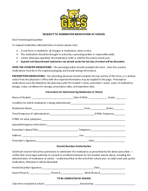 Request to Administer Medication at School