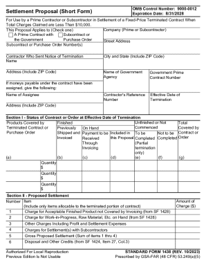 Settlement Proposal Form 1438