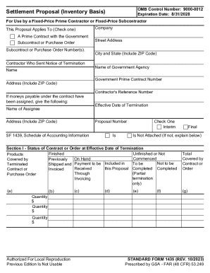 Settlement Proposal Form 1435