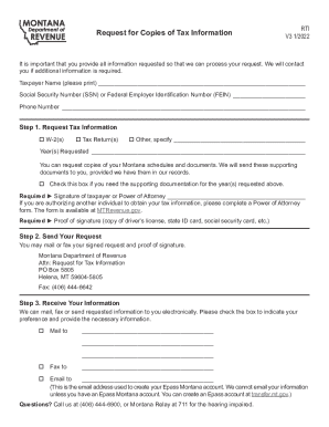 Montana Request for Copies of Tax Information