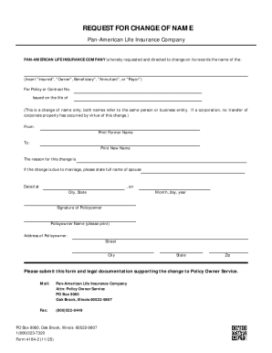 Request for Change of Name