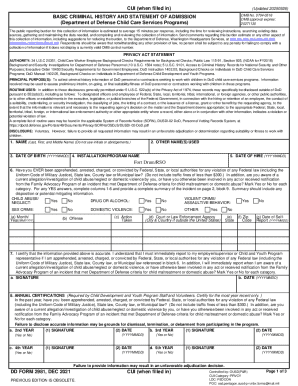 Basic Criminal History and Statement of Admission