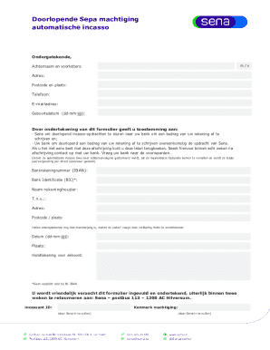 Doorlopende Sepa machtiging