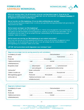 Woningruil Aanvraagformulier