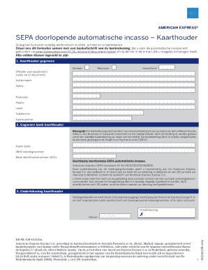 American Express SEPA Direct Debit Authorization Form