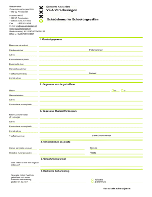 Schadeformulier Schoolongevallen