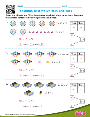 Counting Objects by Tens and Ones Worksheet