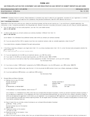 Form ADV Investment Adviser Registration