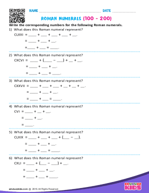 Roman Numerals Worksheet
