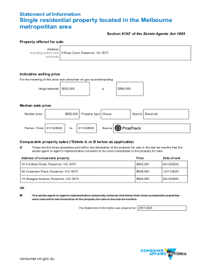 Statement of Information for Property Sale