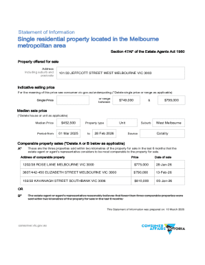Statement of Information for Property Sale