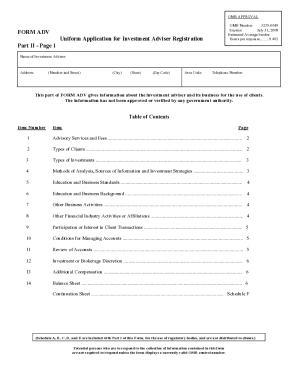Form ADV Investment Adviser Registration