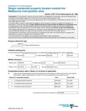 Statement of Information for Single Residential Property
