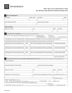 New York Life Investments IRA Rollover/Transfer Form