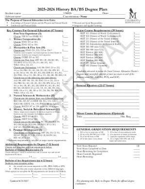 History BA/BS Degree Plan