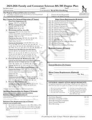 Family and Consumer Sciences Degree Plan