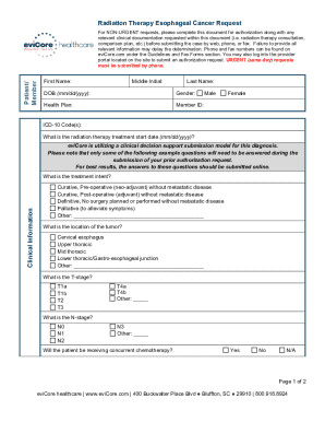 Radiation Therapy Esophageal Cancer Request