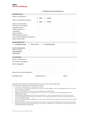 Woningruil Aanvraagformulier