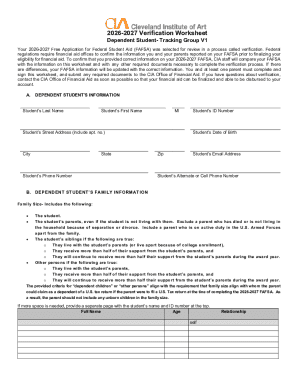 2026-2027 Verification Worksheet Tracking Group V1