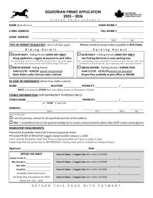 EQUESTRIAN PERMIT APPLICATION 20252026