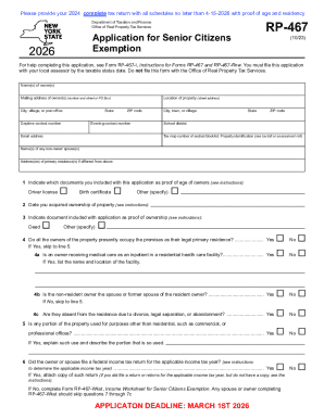 Form RP-467 Application for Partial Tax Exemption for Real Property ...