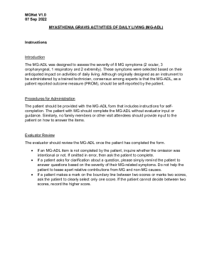 MG Activities of Daily Living (MG-ADL) Scale