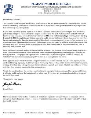 High School Health Education - Community Service Requirments