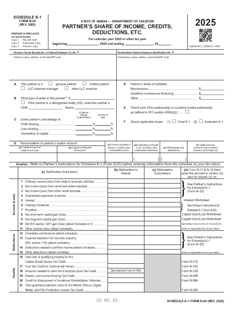 2025 Form IRS 1065 - Schedule K-1 Fill Online, Printable Preview on Page 1