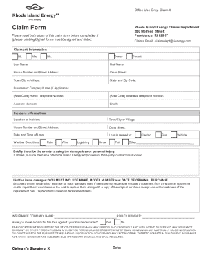 Claim Form - Rhode Island Energy