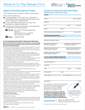Pfizer Injectables Co-Pay Claim Form