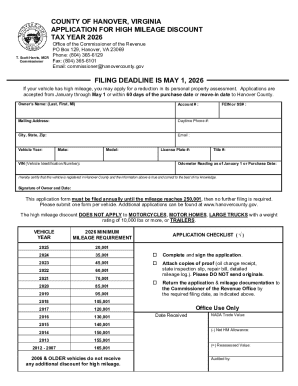 High Mileage Discount Application