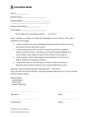 Mortgage Insurance Removal Request Form