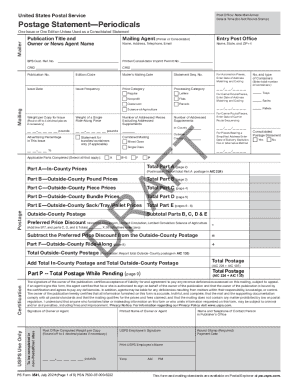 USPS Periodicals Postage Statement Form 3541