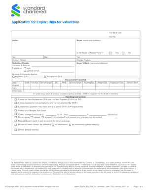 Application for Export Bills for Collection - Blank Fillable Template ...