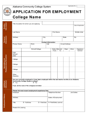 Alabama Community College System Application for Employment