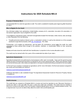 Wisconsin Agriculture Credit Schedule MA-A