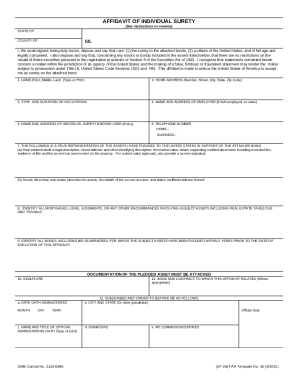 Affidavit of Individual Surety